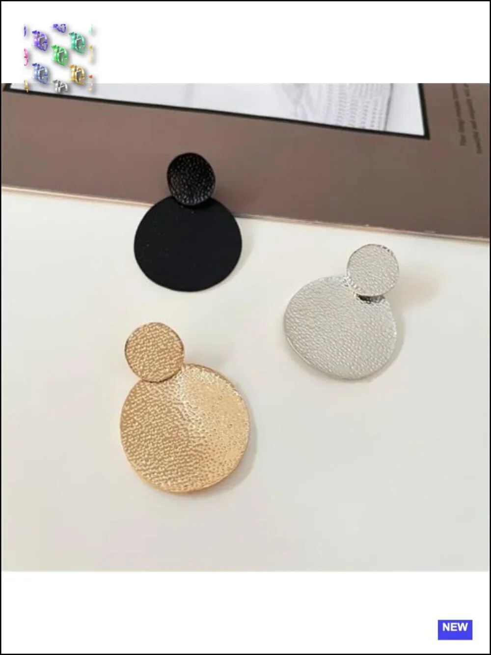 Matte Gold 14K Gold Plated Geometric Circle Drop Earrings Dangle